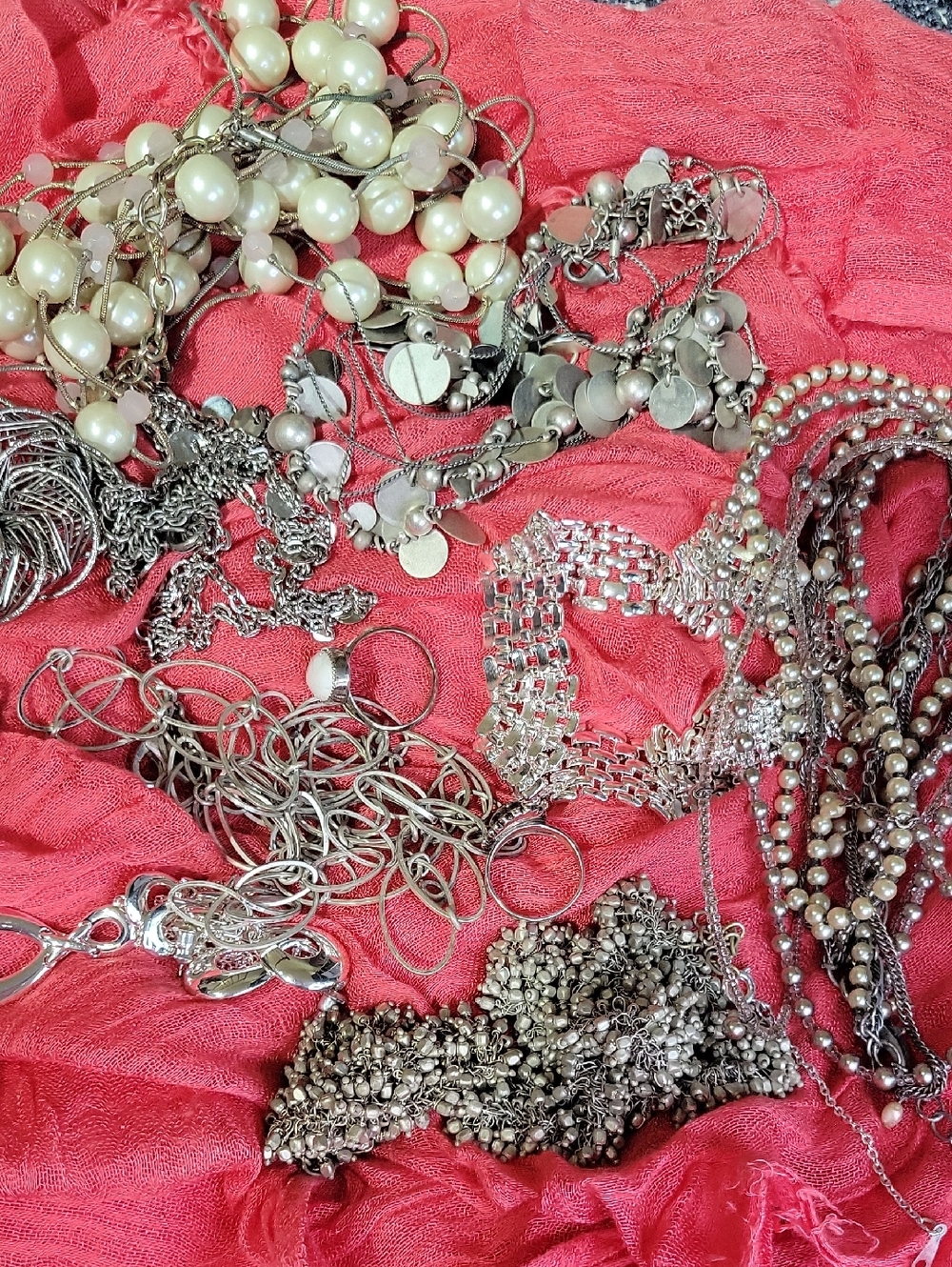 White And Silver Jewelry Lot